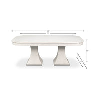 Dining table dimensions with annotated measurements shown.
