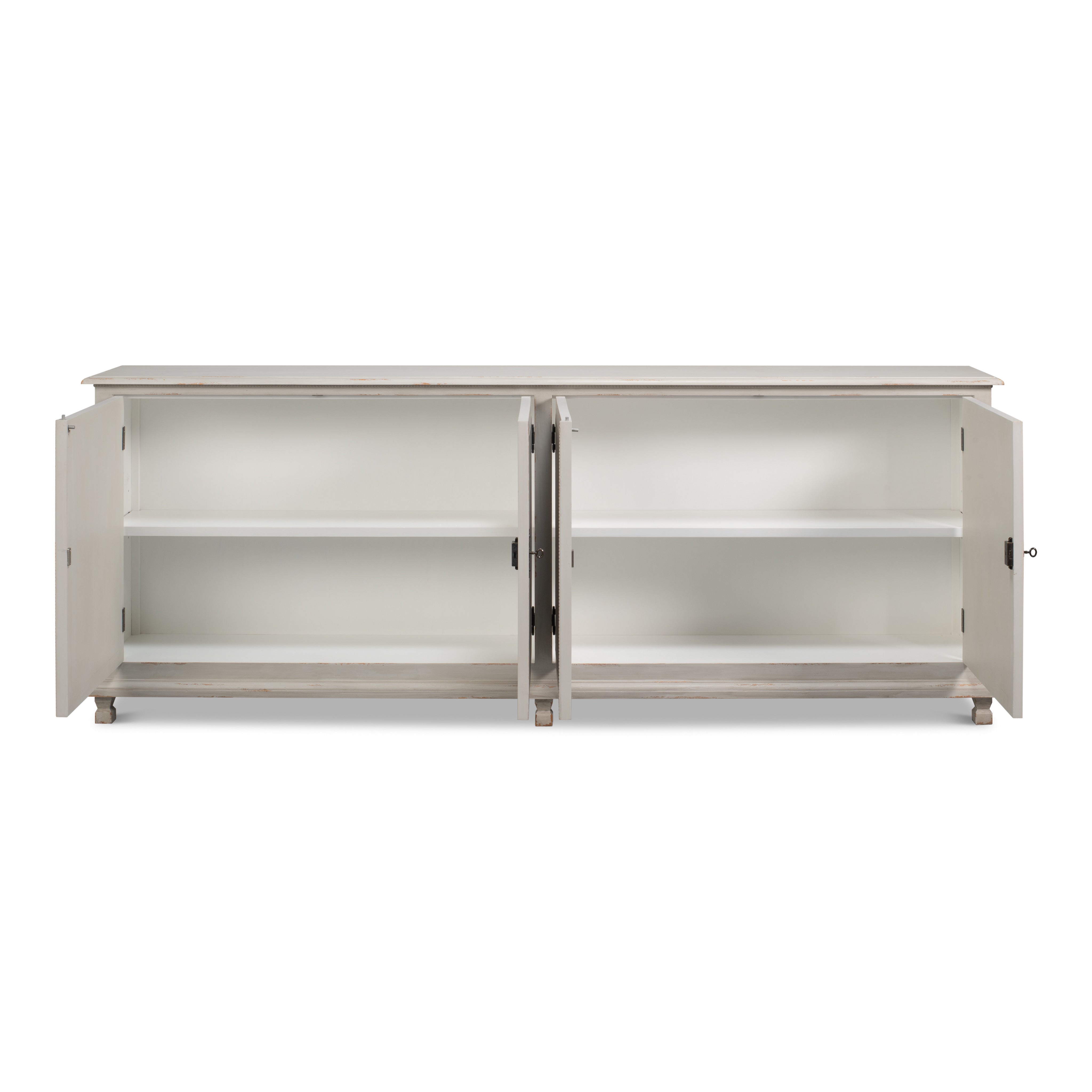 Reeded Gray Sideboard with Two Locking Doors - additional view