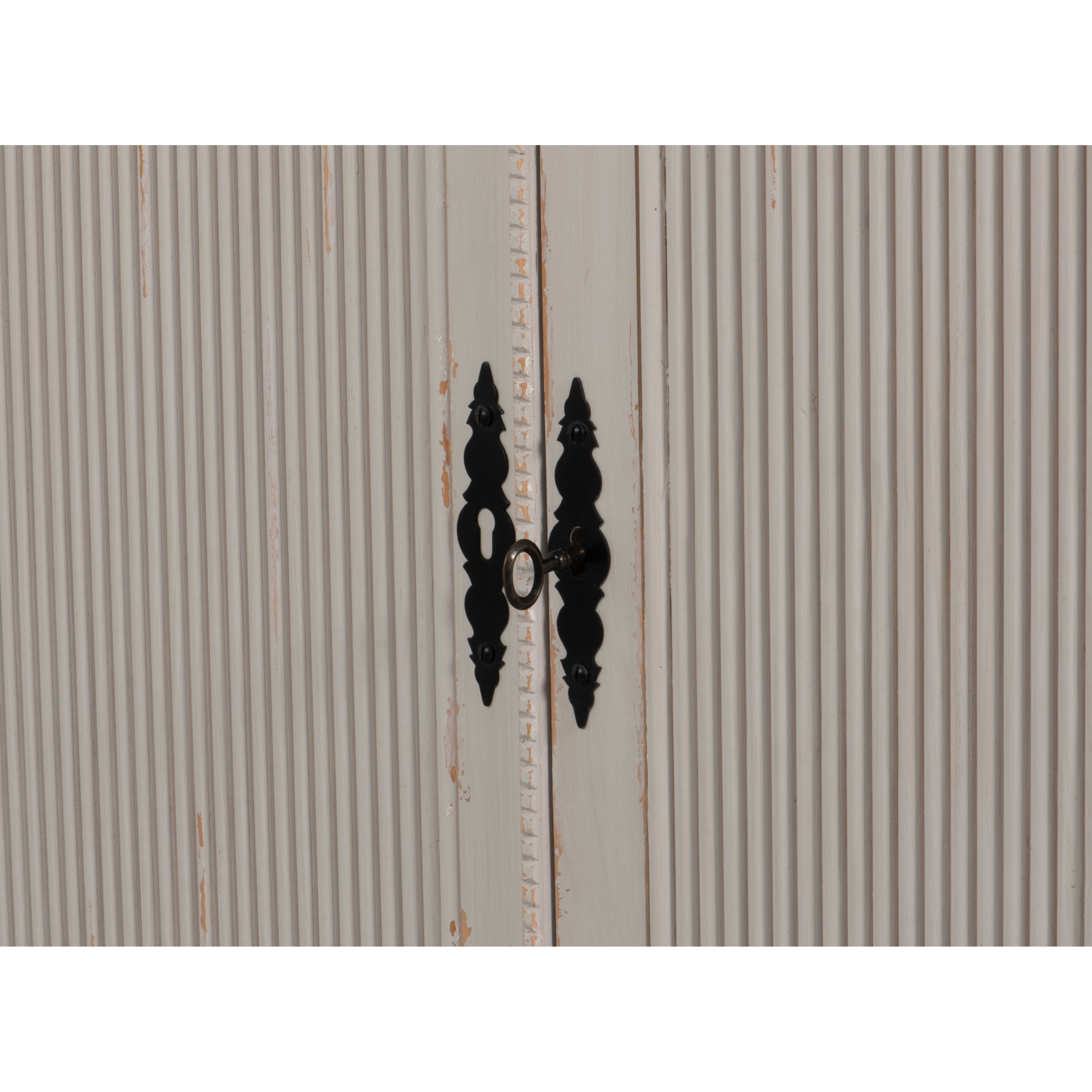 Reeded Gray Sideboard with Two Locking Doors - additional view