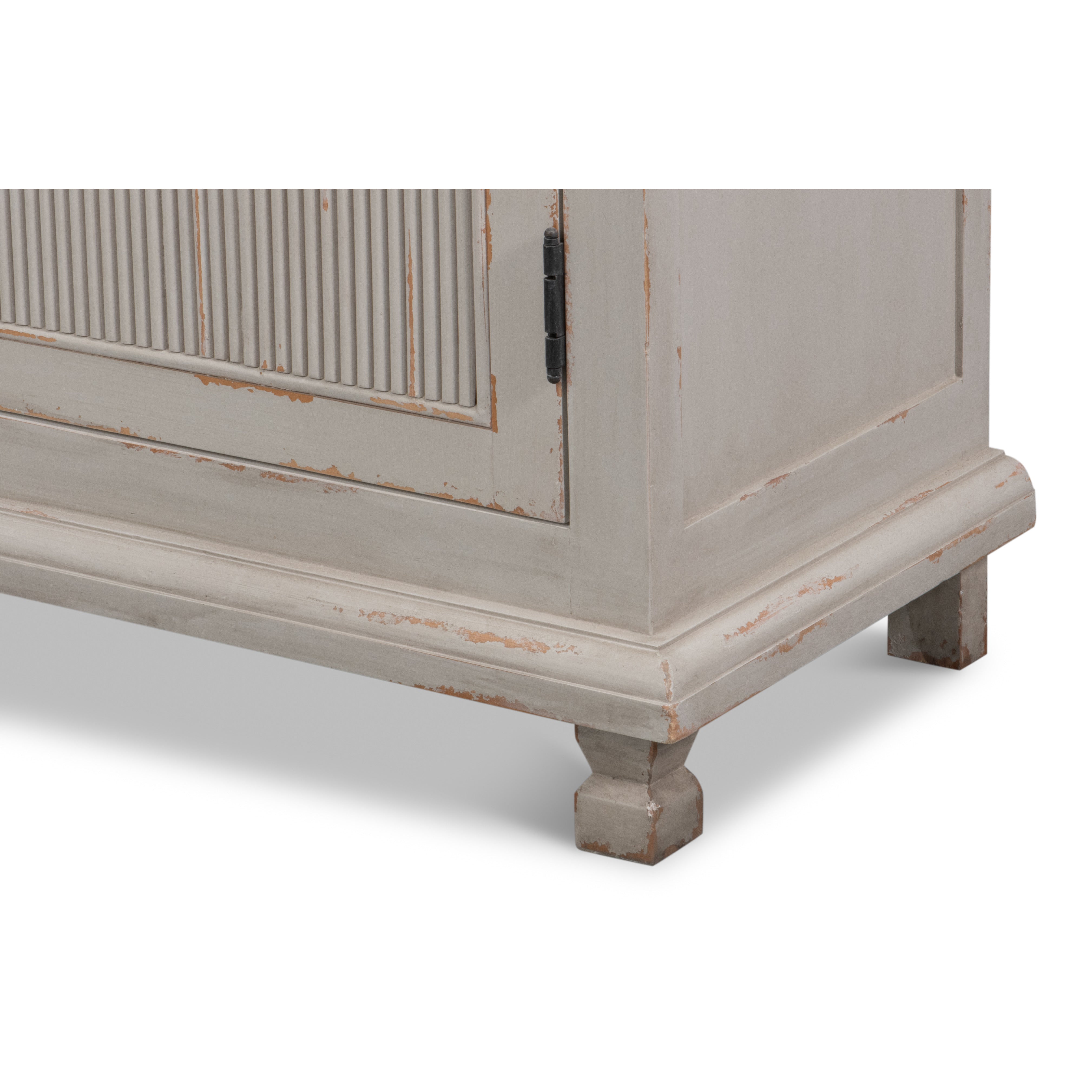 Reeded Gray Sideboard with Two Locking Doors - additional view