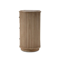 Side view of oval dresser, showing reeded texture.