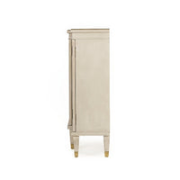 Side profile of Regency Antiqued Gray Painted Credenza.