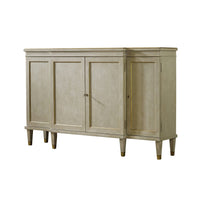 Front view of Regency Antiqued Gray Painted Credenza.