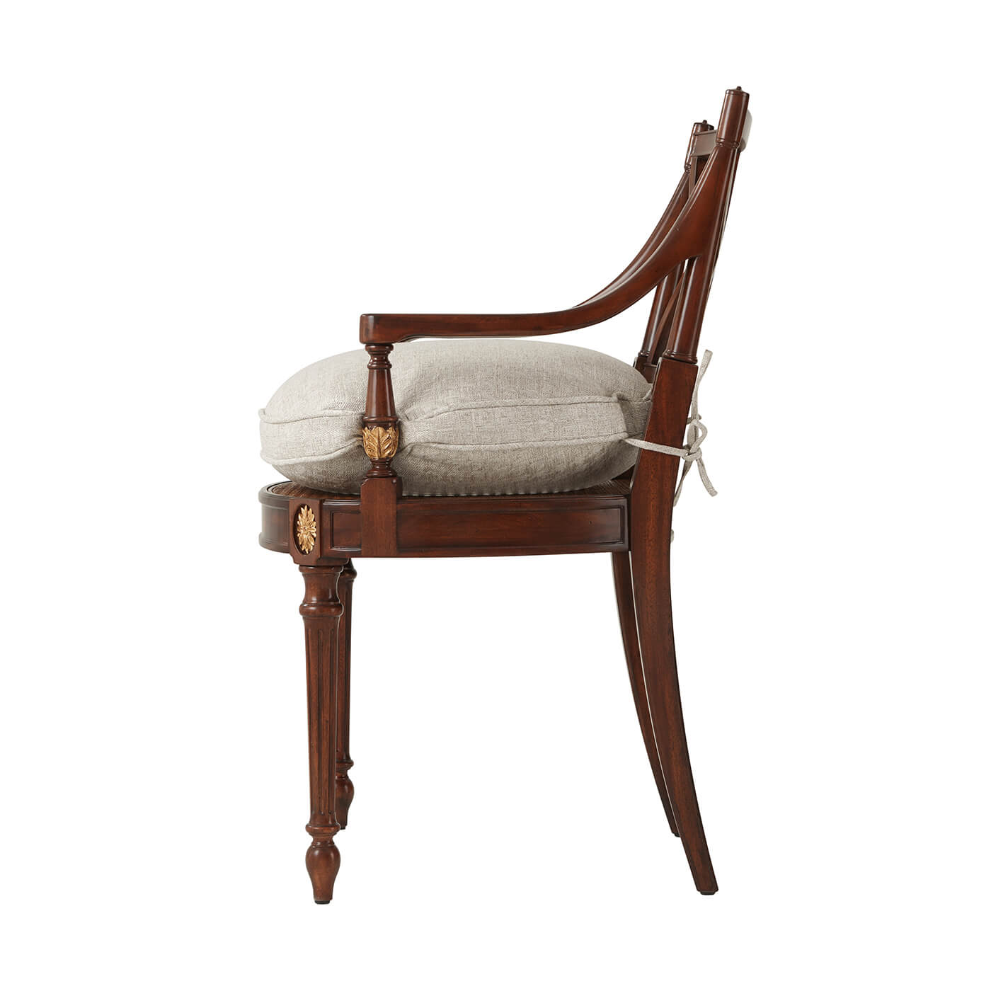 Side profile of Regency Armchair, showcasing details.