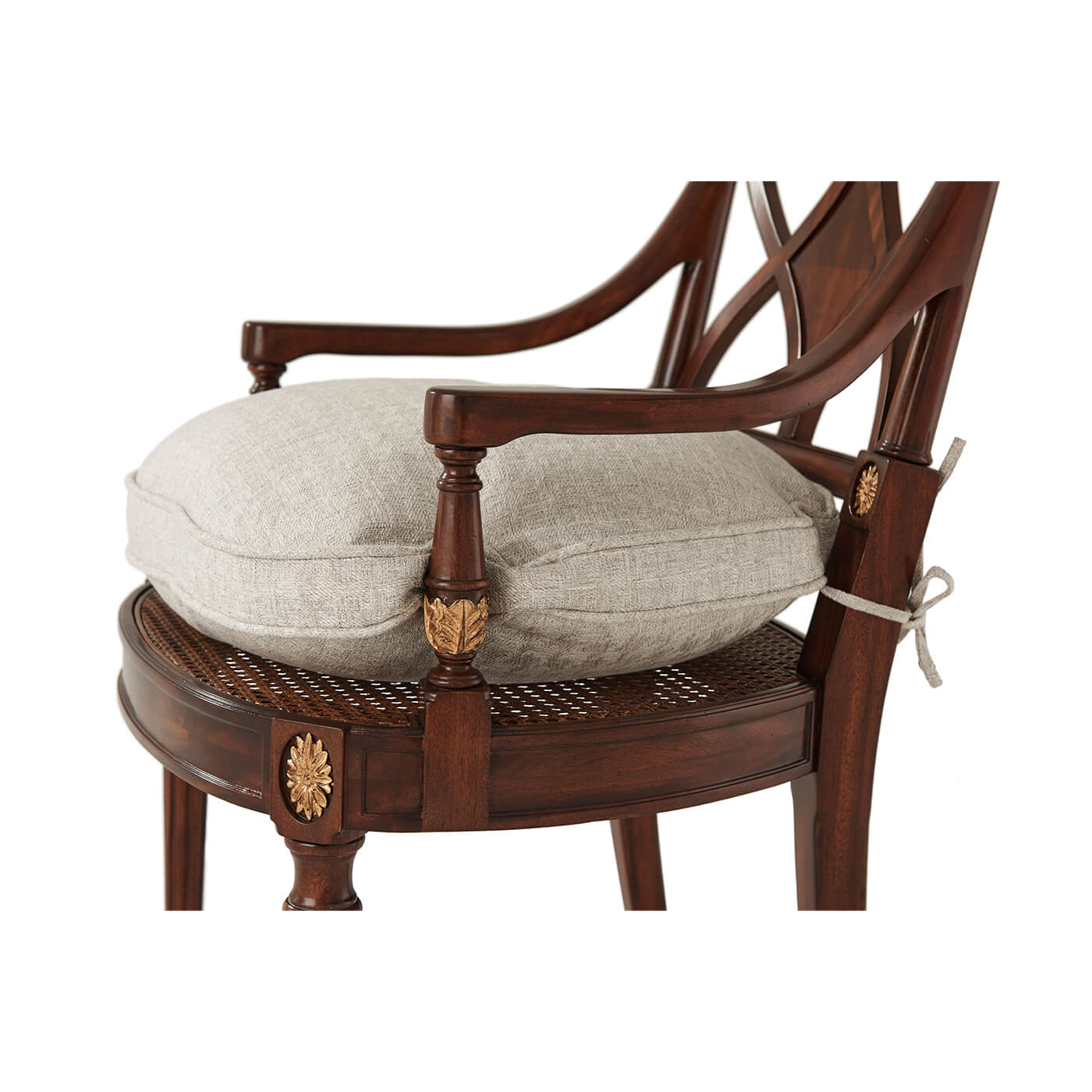 Regency Armchair focus on cushion and arm detail.