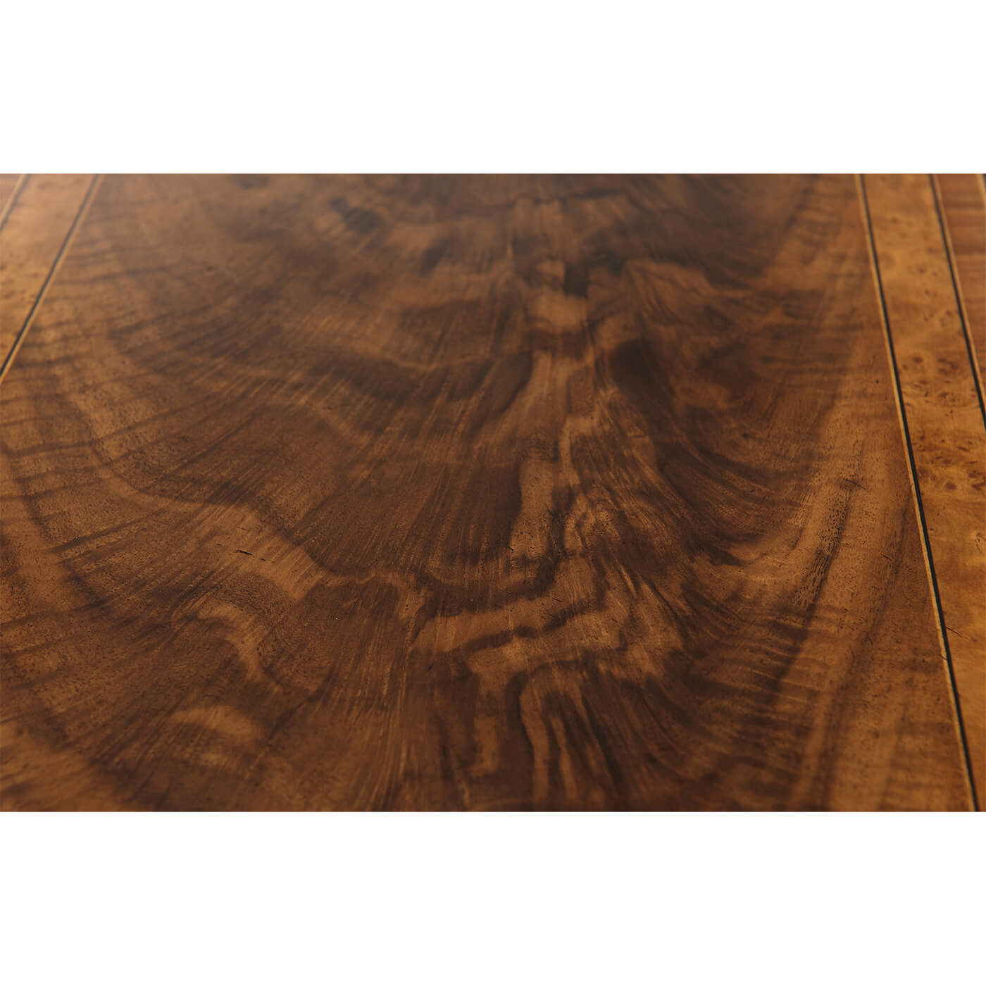 Detailed wood grain of Regency console table.