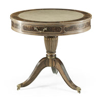 Elegant round Regency drum end table design.