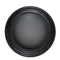 Dark Regency ebonized convex mirror with reflective surface.