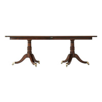 Side view of Regency extension mahogany dining table.