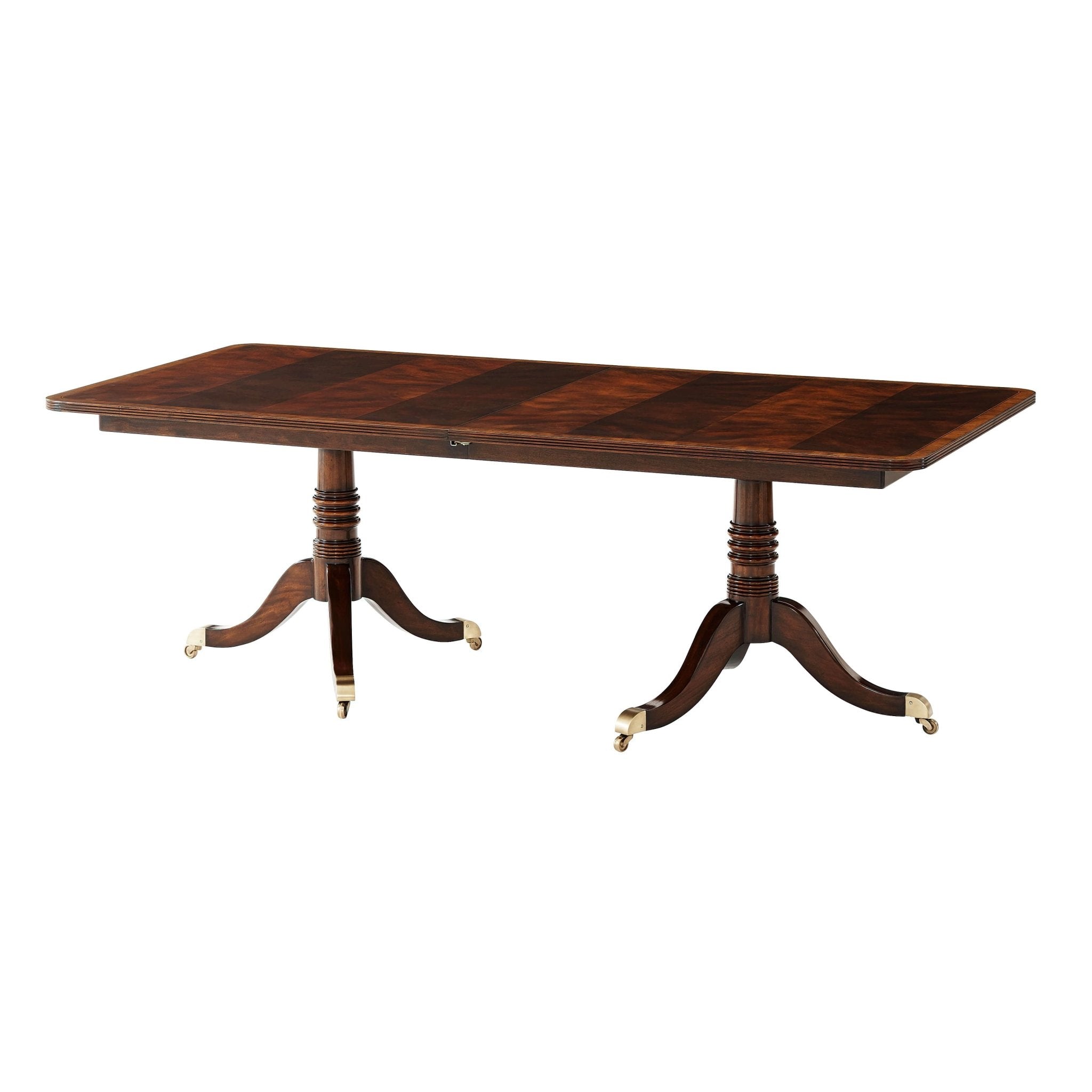 Regency extension mahogany dining table partially extended view.