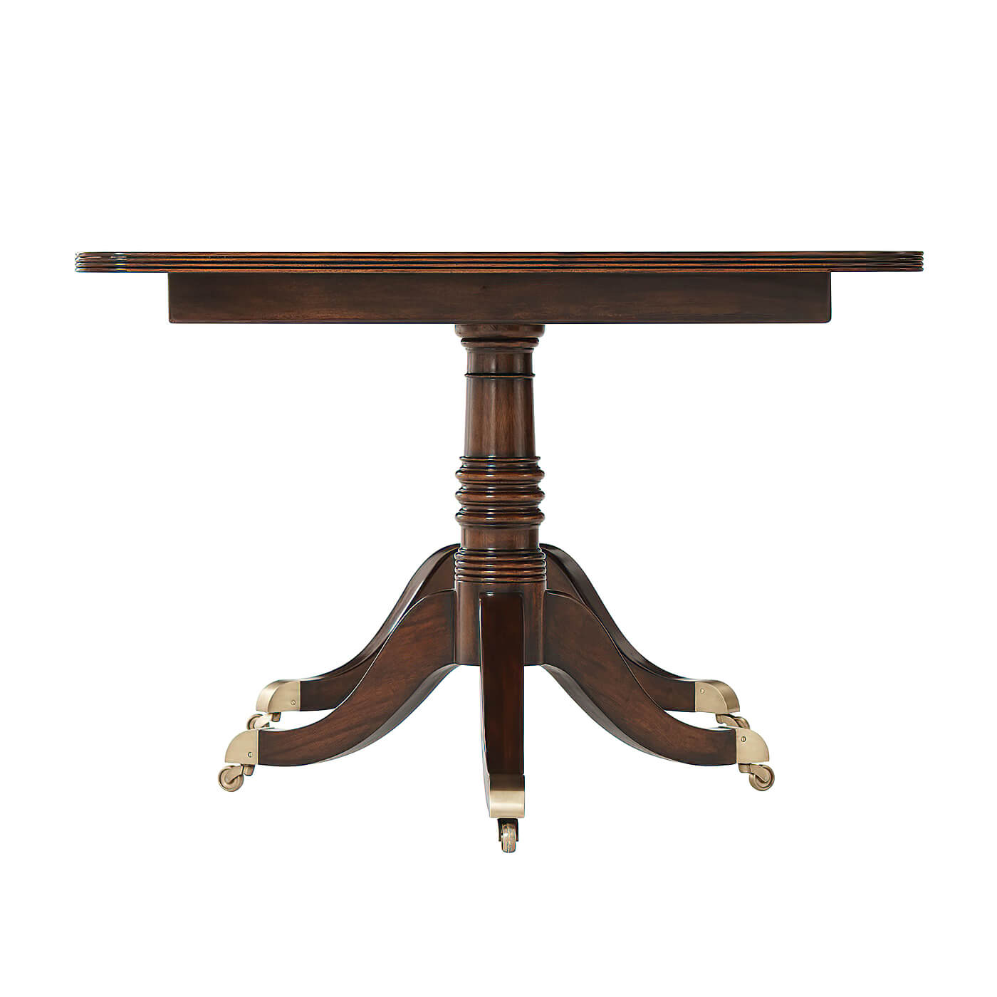 Pedestal detail of Regency extension mahogany dining table.