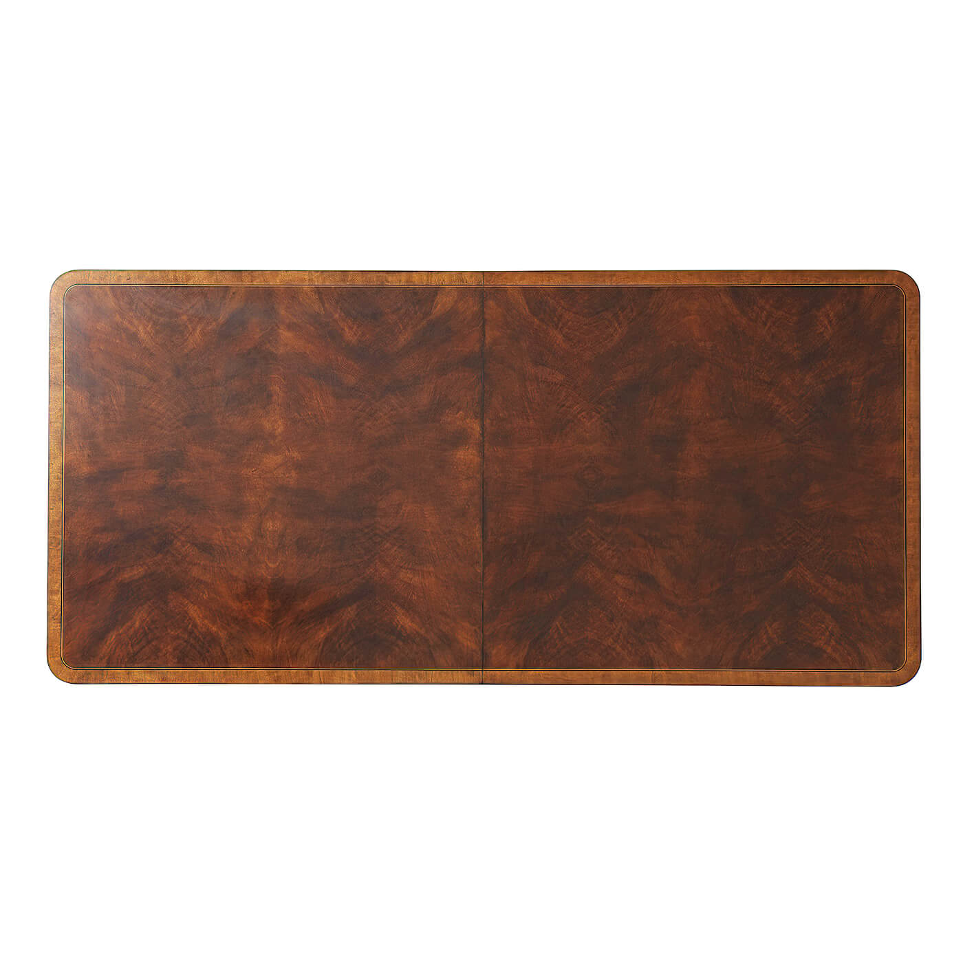 Top view of Regency extension mahogany dining table surface.