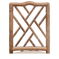 Detailed view of backrest design, faux bamboo structure.