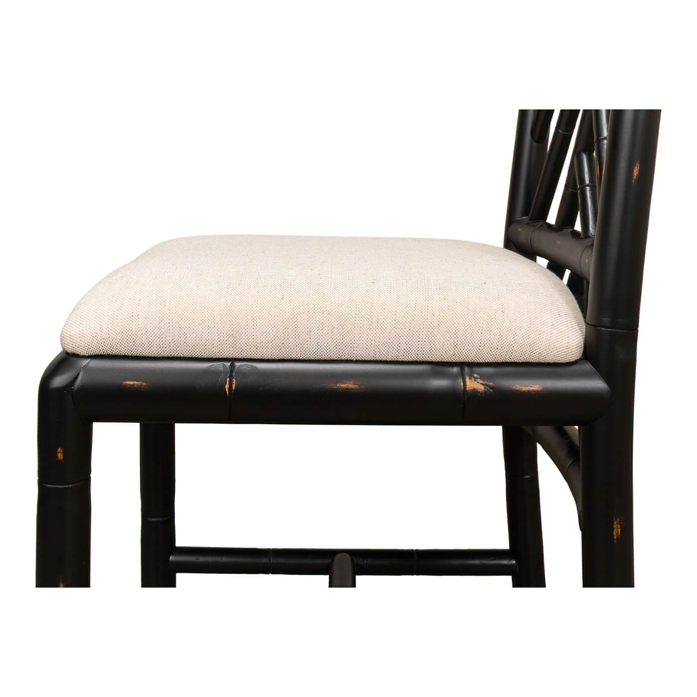 Side view of chair seat cushion and frame.