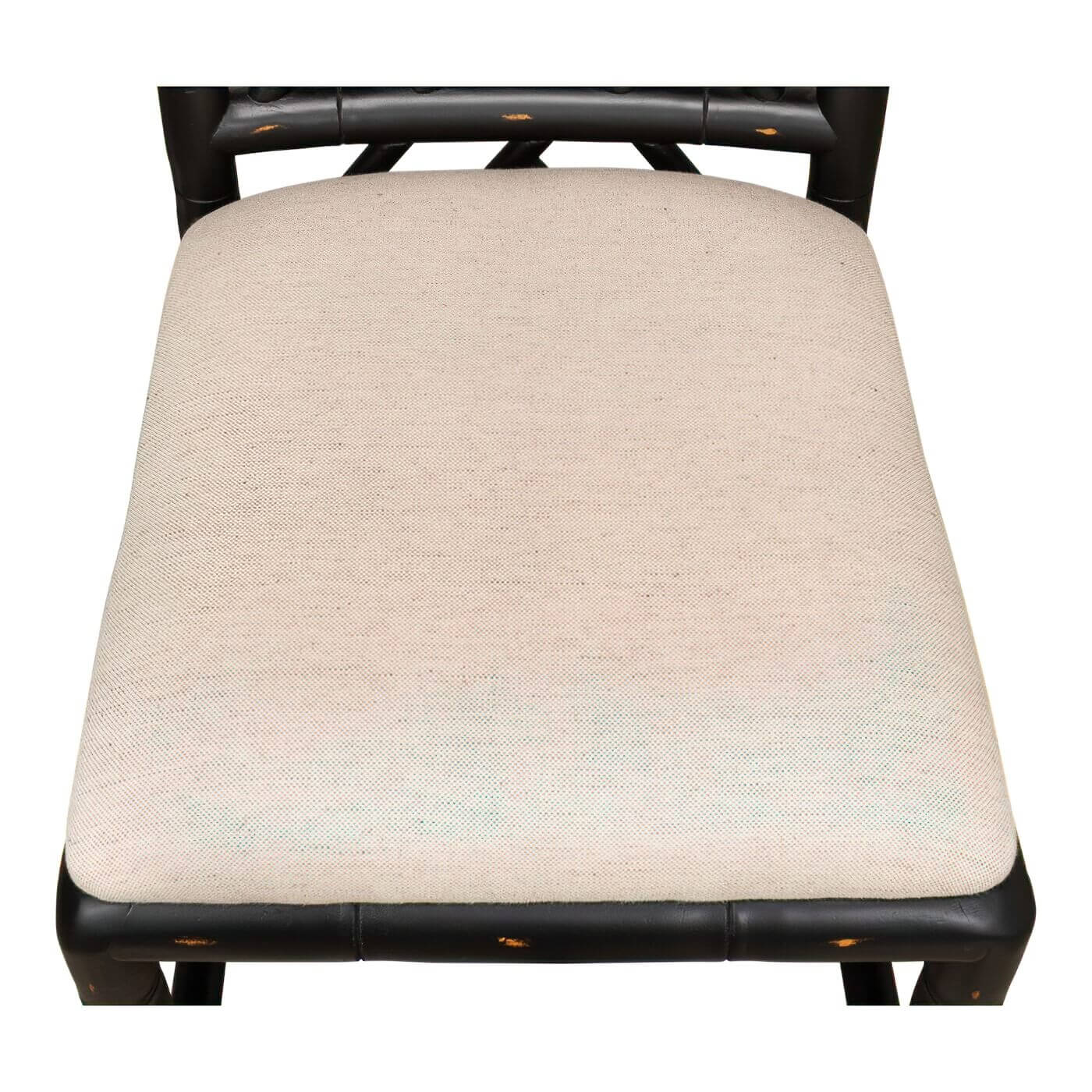 Top view of chair with beige cushion.