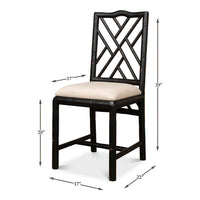Dimensions of Regency faux bamboo side chair.
