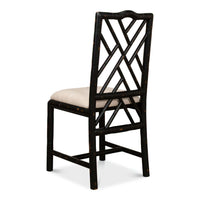 Regency bamboo side chair, back angled view.