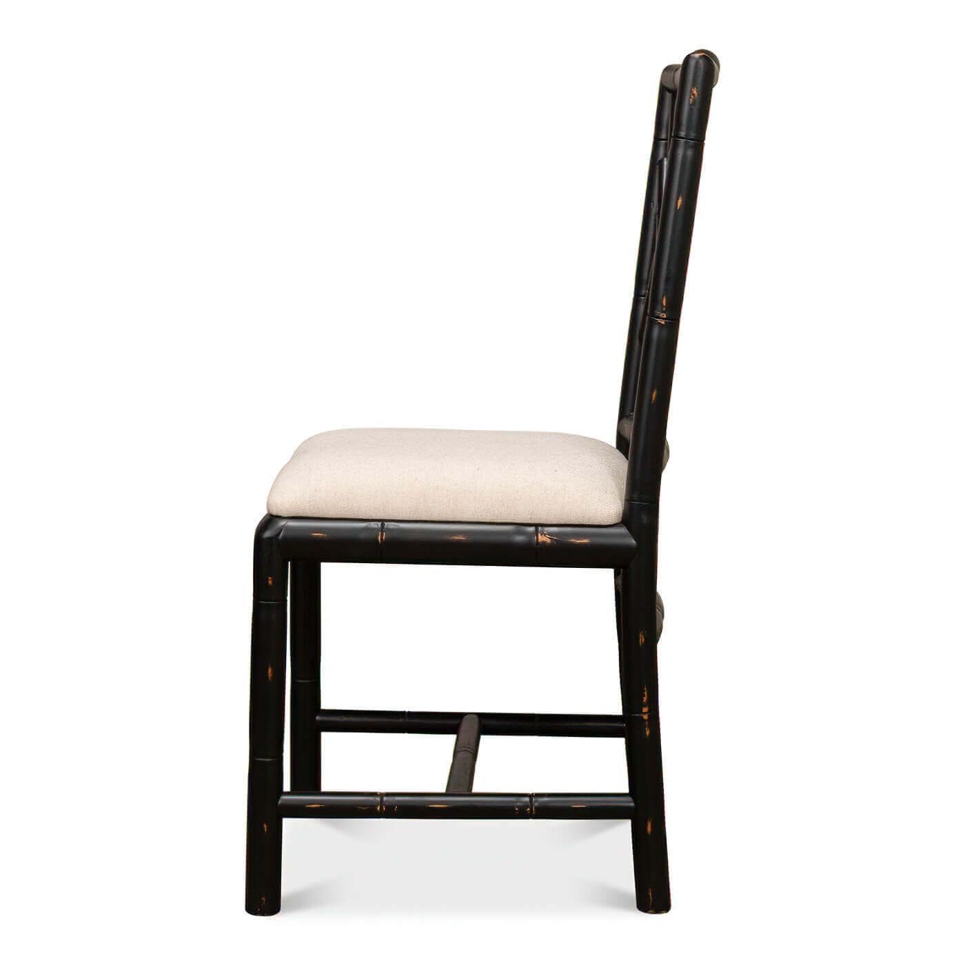 Regency faux bamboo side chair, side profile.