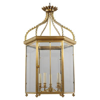 Elegant gold regency hall lantern, front view.