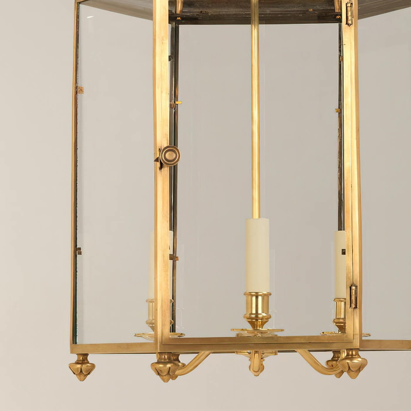 Interior view of medium Regency hall lantern with candles.