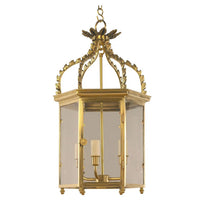 Brass Regency Hall Lantern, side view, intricate detailing.