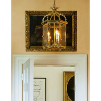 Regency Hall Lantern illuminated, hanging in hallway setting.