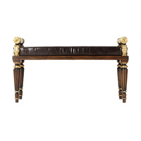 Regency mahogany bench, straight side view highlighting leg design.