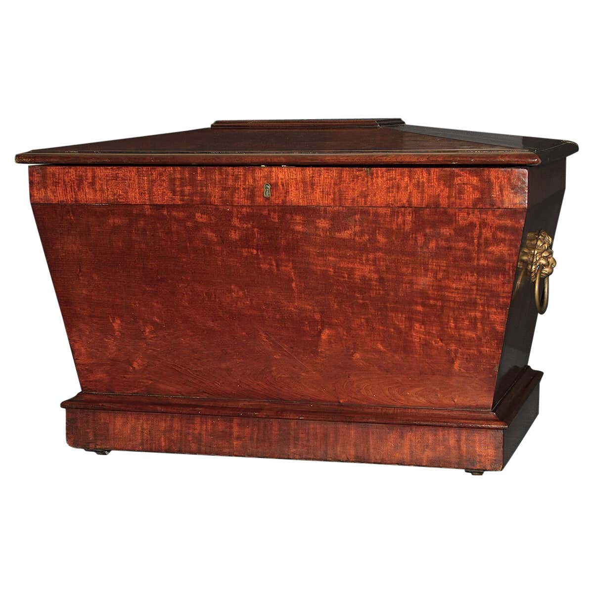 Regency mahogany cellarette, angled side view.