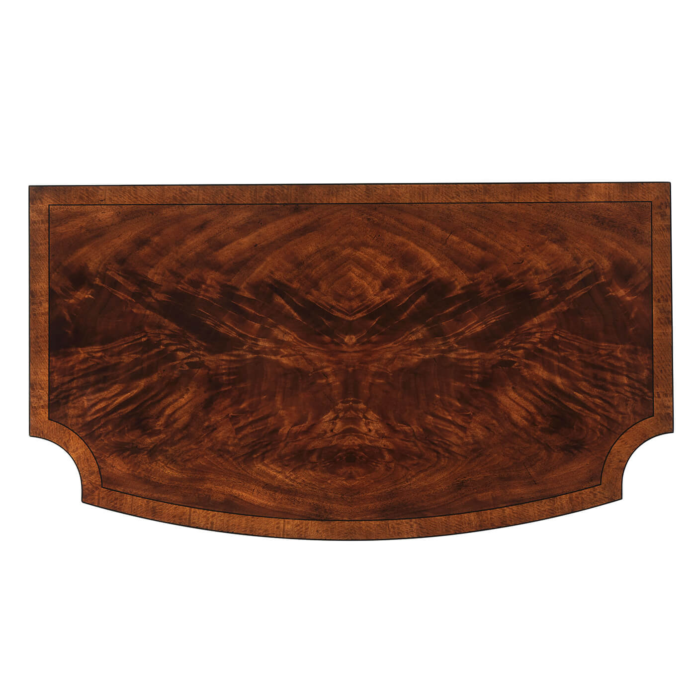 Top view of Regency mahogany chest detailing wood grain.