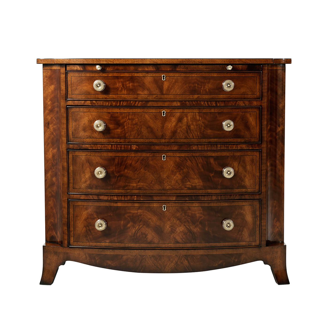 Front view of Regency chest with drawers closed.