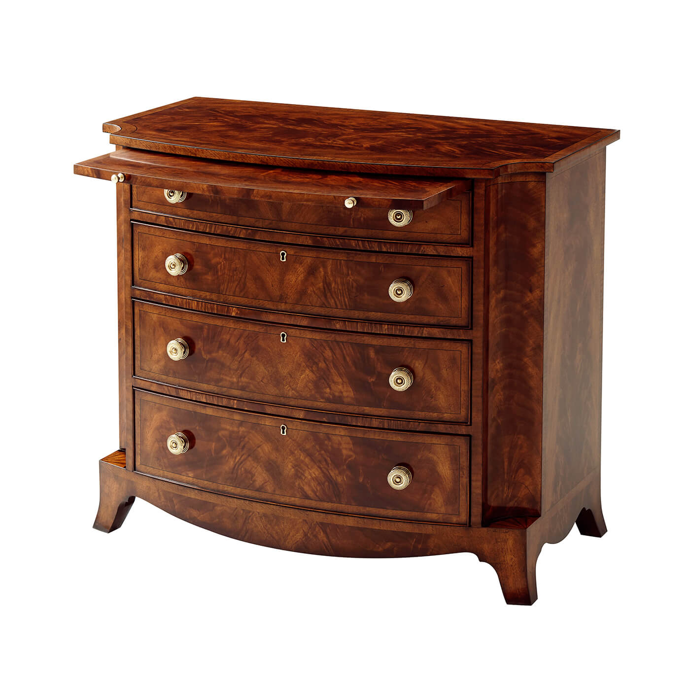 Regency mahogany chest with open top drawer.