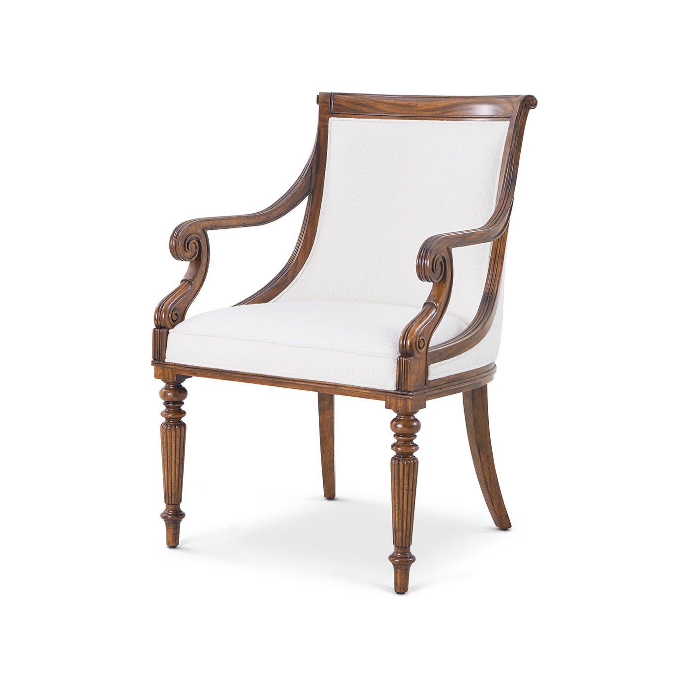 Front view of Regency mahogany dining armchair.