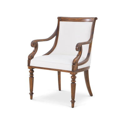 Front view of Regency mahogany dining armchair.
