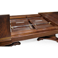 Internal view of dining table extension mechanism, mahogany wood.