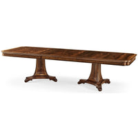 Mahogany dining table, double pedestal, extended view.