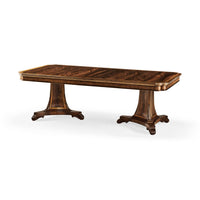 Mahogany dining table, double pedestal, retracted view.