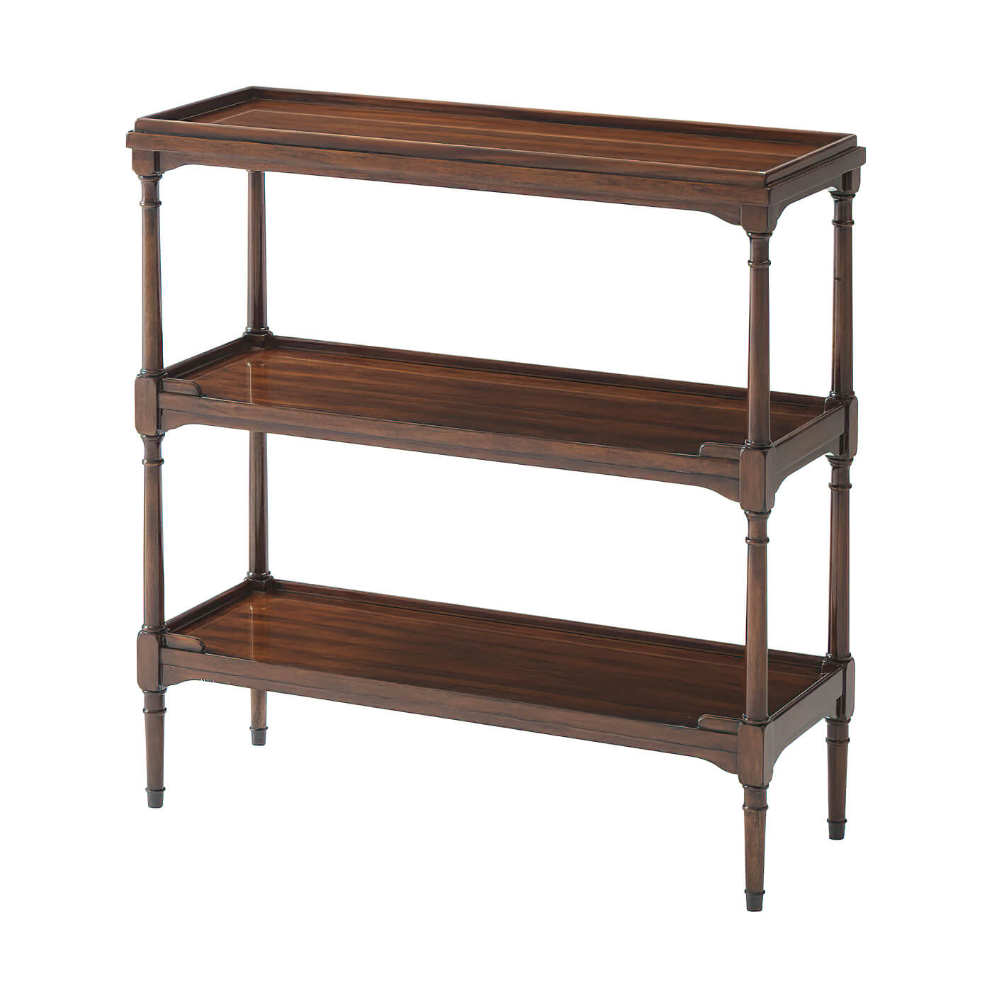 Regency mahogany etagere, angled view, three-tier design.
