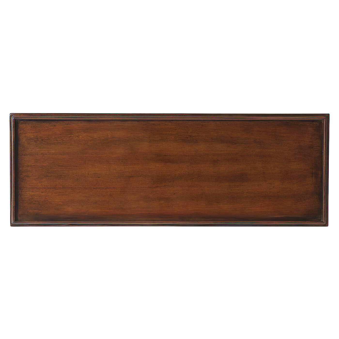Regency mahogany etagere, top view, smooth wooden surface.
