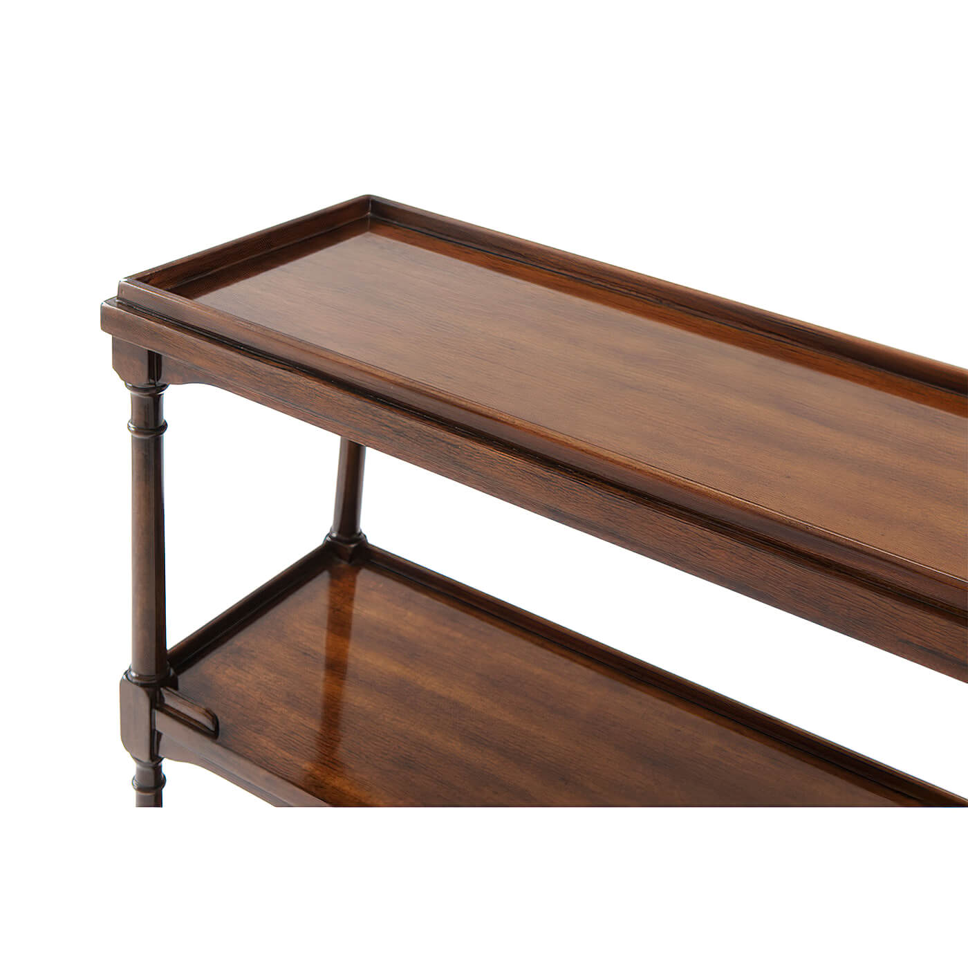 Regency mahogany etagere, close-up, detailed craftsmanship.
