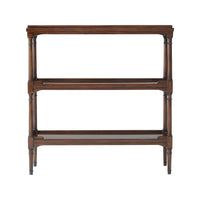 Regency mahogany etagere, front view, three shelves visible.
