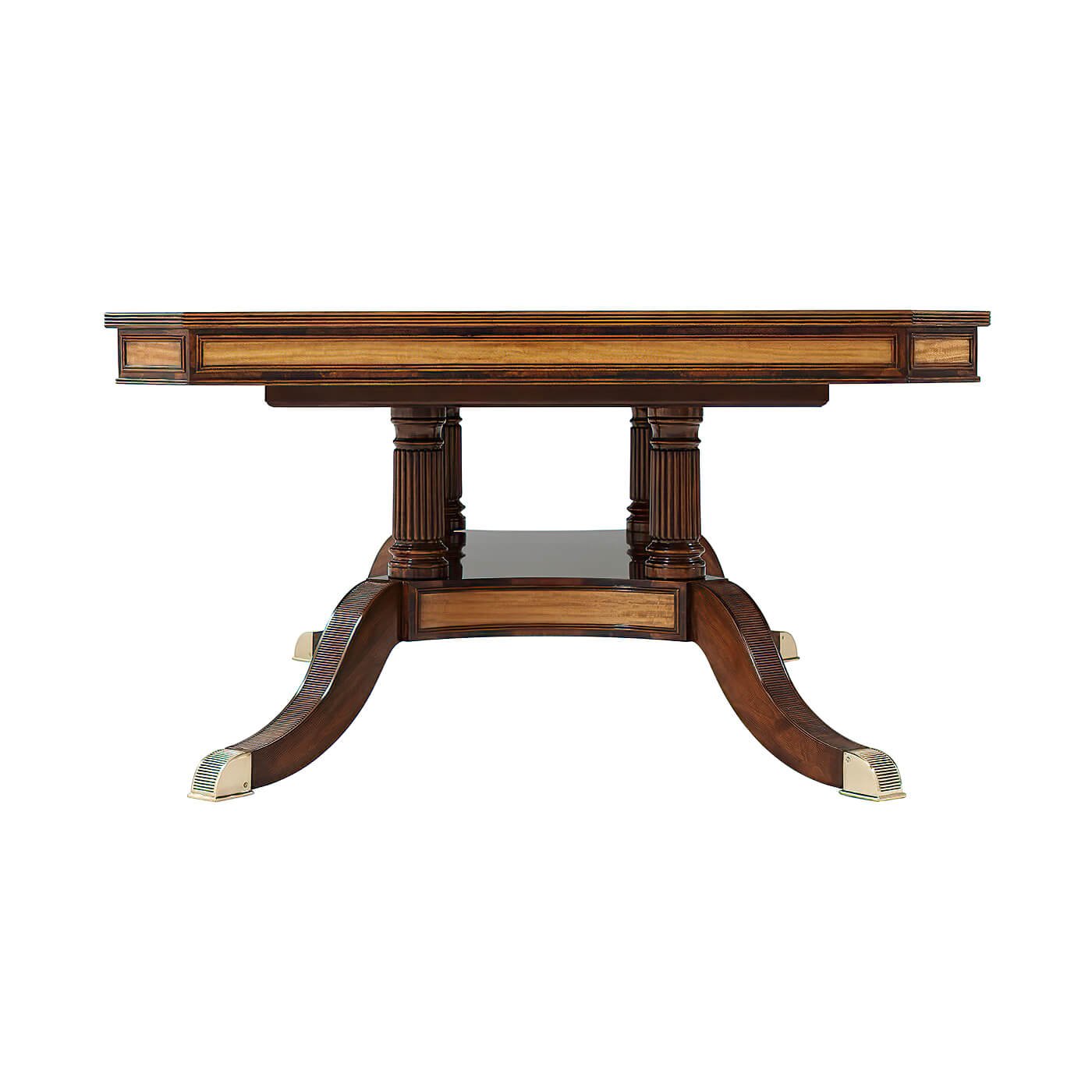 End view of Regency mahogany dining table.
