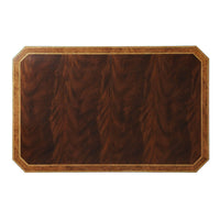 Top view of Regency mahogany extension dining table surface.