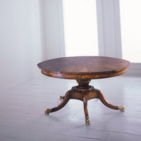 Dining table in bright room setting.