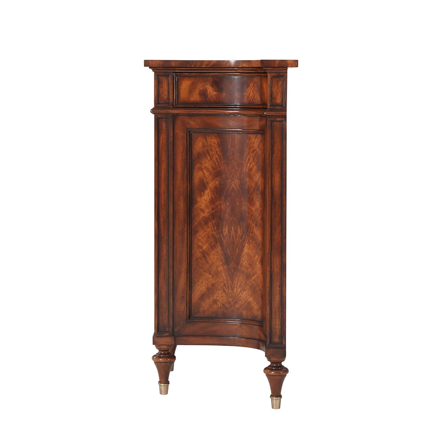 Side view of Regency mahogany side cabinet.