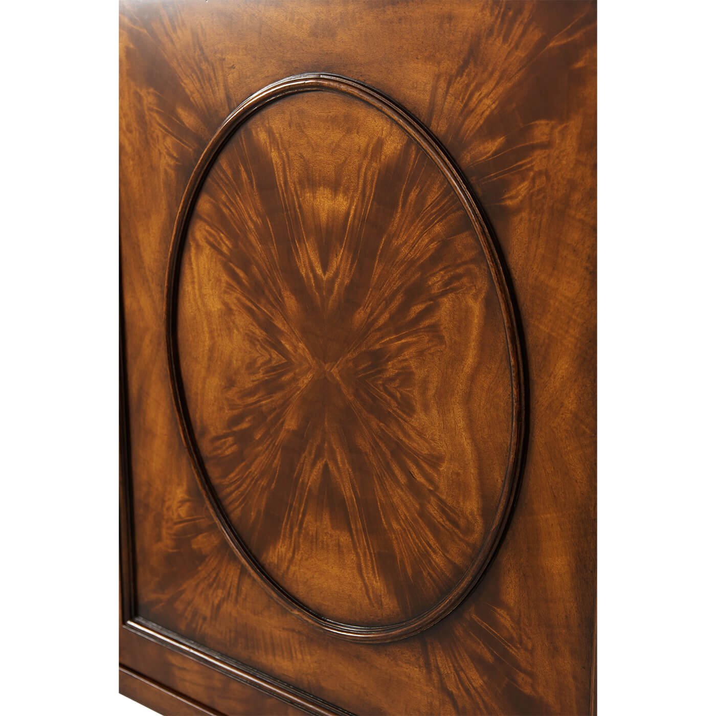 Wood pattern detail on Regency mahogany side cabinet.