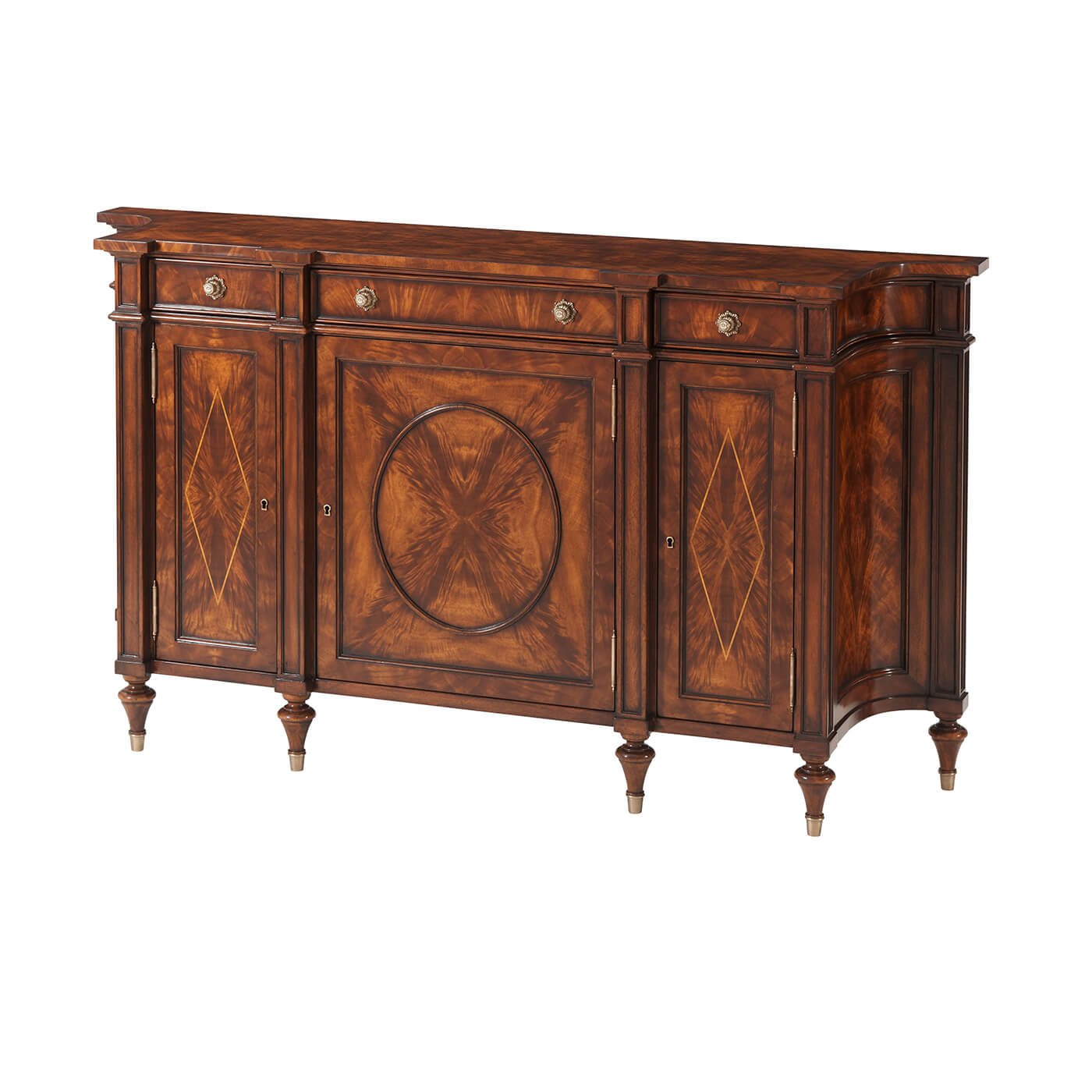 Regency mahogany side cabinet front view.