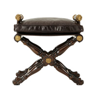 Front view of regency mahogany stool with intricate design.