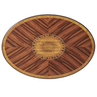 Regency oval side table, top view, detailed wood pattern.
