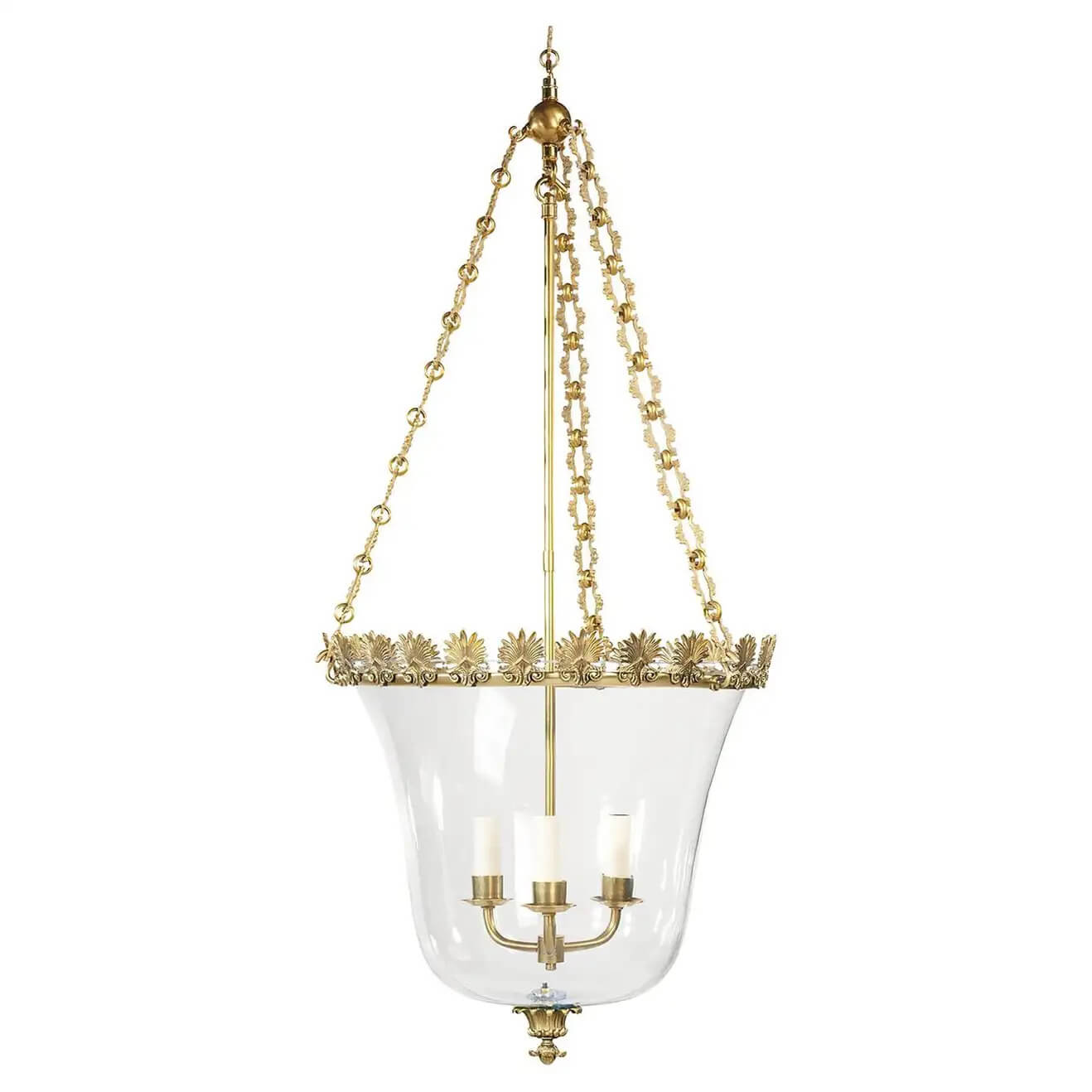 Brass Regency Palmette Cloche Lantern close-up, elegant design