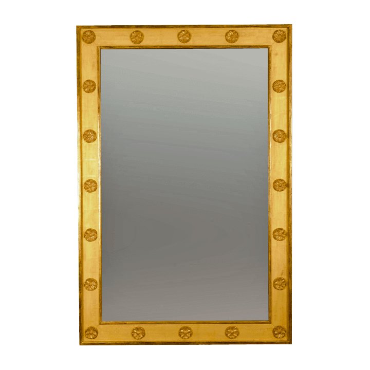 Gold framed Regency mirror with floral decoration.